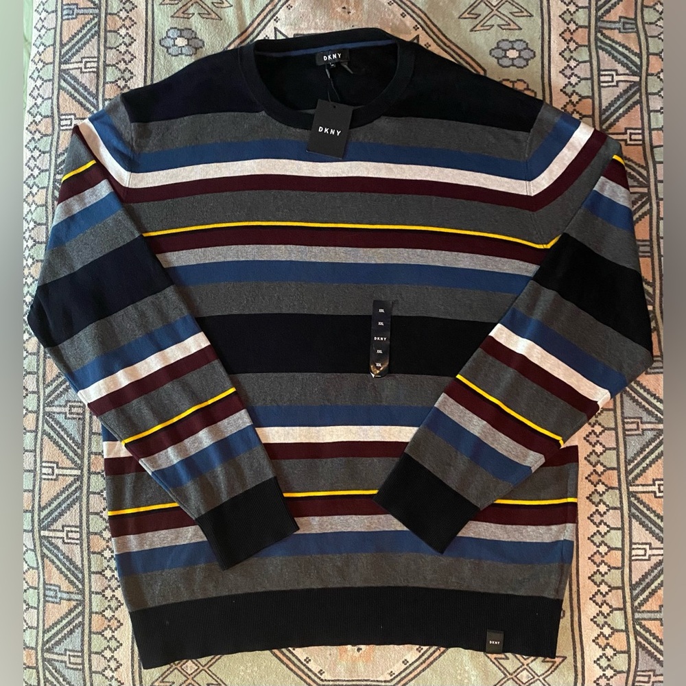 NWT DKNY Navy Blazer stripped crew neck sweater